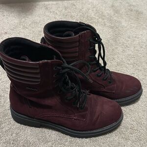 Bench - Ladies Burgundy Lace Up Combat Boots